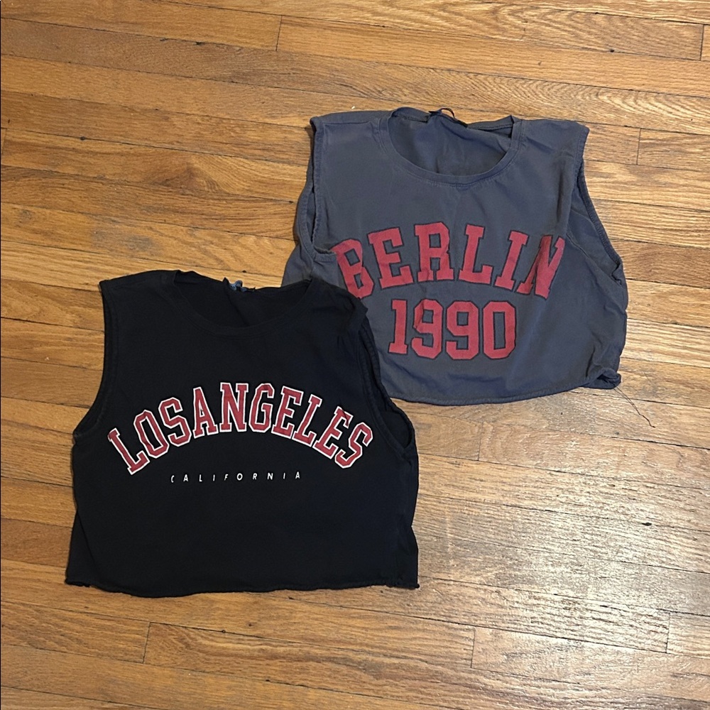 Kids Graphic Sleeveless Tops - Black and Gray